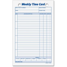 TOPS TOP3016 Time Card